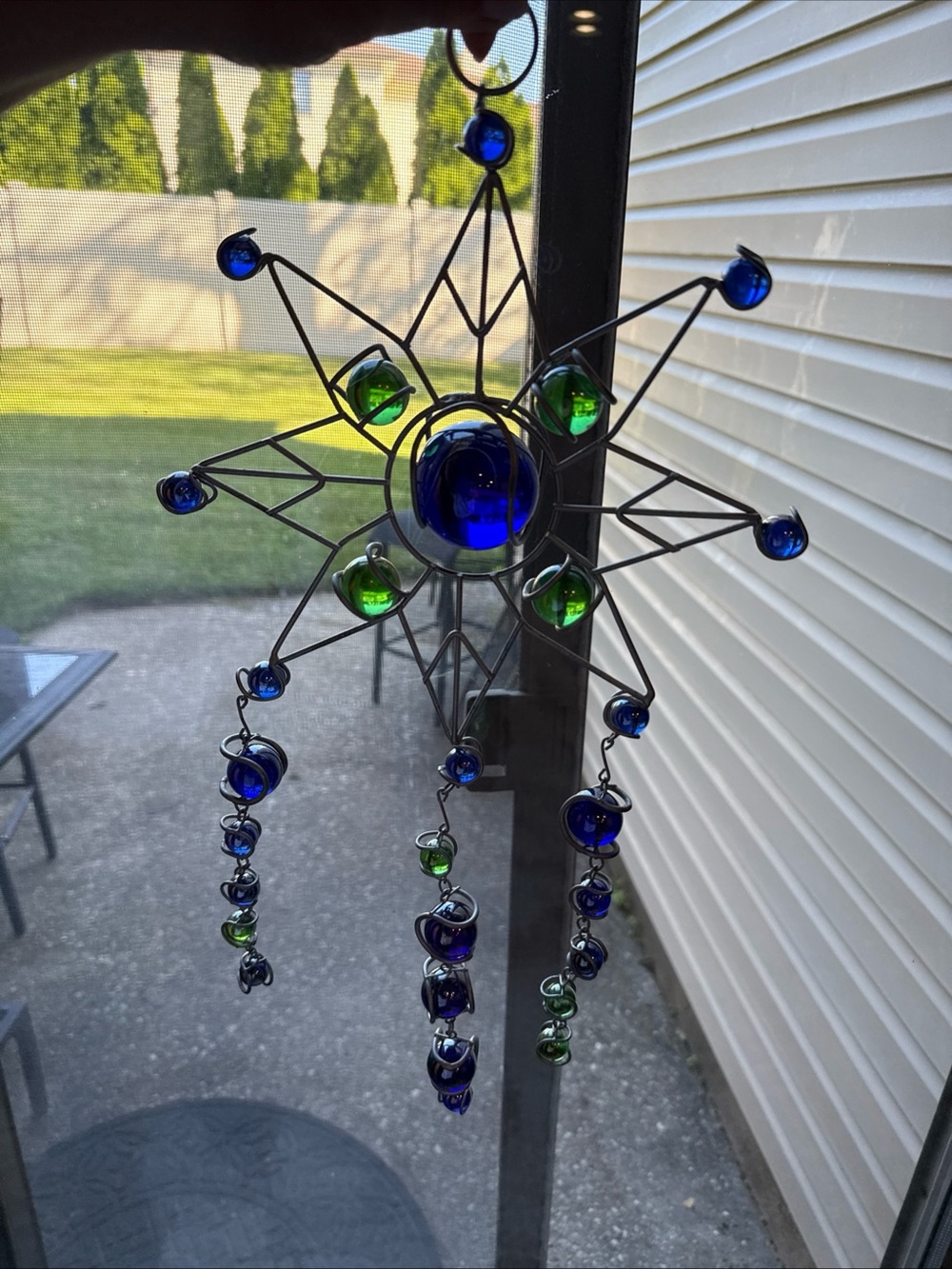 Blue & Green Glass Starburst Hanging Suncatcher